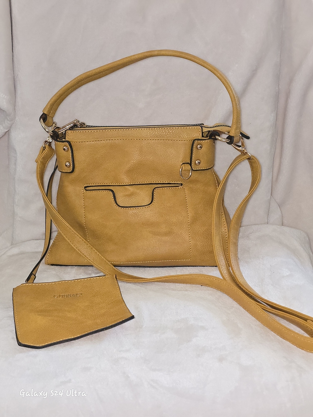 Gussaci Mustard Yellow Shoulder Bag with Removable Strap